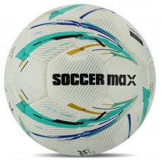 М"яч футбольний Soccermax №5, білий-бірюзовий, код: FB-8070_WT