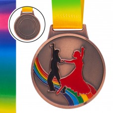 Медаль спортивна зі стрічкою кольорова PlayGame Танці d-65 мм бронзова, код: C-0339_B