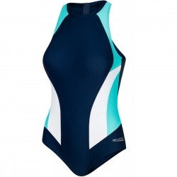 Купальник закритий для жінок Aqua Speed Nina, розмір 42 (XL), темно-синій-бірюзовий-білий, код: 5908217664112
