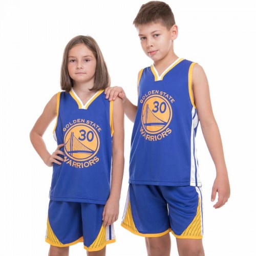 Форма баскетбольна дитяча NBA клуб Golden State Warriors 30, розмір M, синій-жовтий, код: 7354_MBL