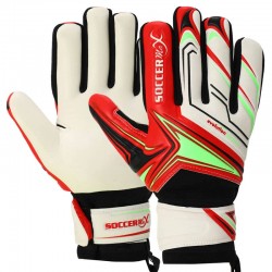 Воротарські рукавиці Soccermax розмір 10, білий-червоний-салатовий, код: GK-4341_10RLG