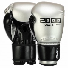 Боксерські рукавиці шкіряні Zelart 10 унцій, срібний-чорний, код: BO-3897_10GR