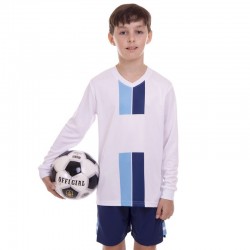 Форма футбольна дитяча PlayGame з довгим рукавом, розмір 28, ріст 140 см, білий-синій, код: CO-2001B-1_28WBL-S52