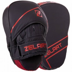 Лапа вигнута для боксу та єдиноборств Zelart 250x180x50 мм 2шт чорний-червоний, код: VL-3148_BKR-S52