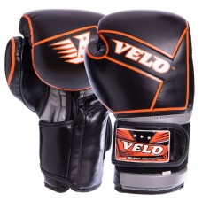 Рукавиці боксерські шкіряні на липучці Velo 12 унцій, чорний, код: VL-2218_12BK-S52