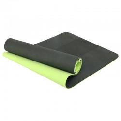 Килимок для йоги та фітнесу FitGo TPE двошаровий 1830x610x6мм, чорний-салатовий, код: FI-3046-650_BKLG