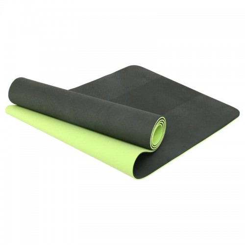 Килимок для йоги та фітнесу FitGo TPE двошаровий 1830x610x6мм, чорний-салатовий, код: FI-3046-650_BKLG Килимок для йоги та фітнесу FitGo TPE двошаровий 1830x610x6мм, чорний-салатовий, код: FI-3046-650_BKLG