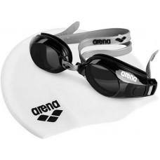 Комплект (окуляри+шапочка) Arena Pool Set чорний-білий, код: 3468334661347