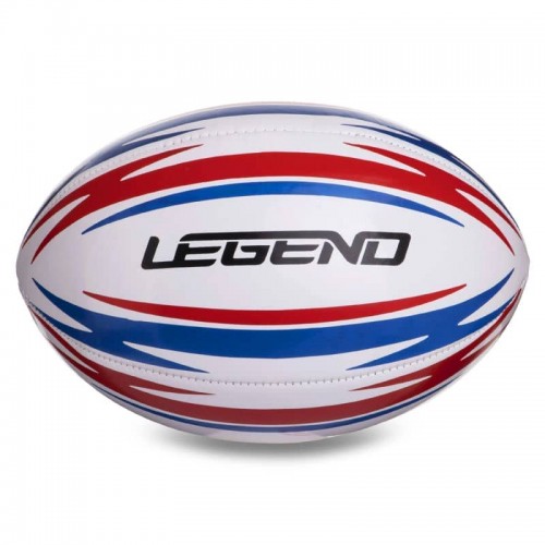 М"яч для регбі Legend №4 PVC білий-червоний-синій, код: R-3289-S52 М"яч для регбі Legend №4 PVC білий-червоний-синій, код: R-3289-S52