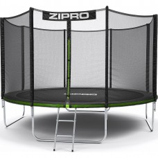 Батут Zipro Jump Pro з зовнішньою сіткою 12 футів 374 см, чорно-зелений, код: 5902659840738-IN