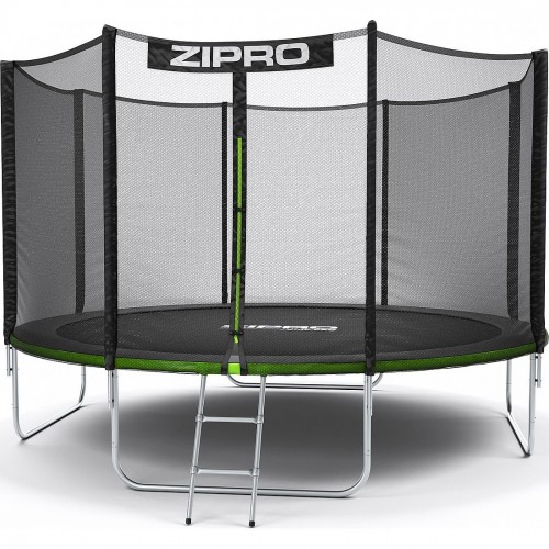 Батут Zipro Jump Pro з зовнішньою сіткою 12 футів 374 см, чорно-зелений, код: 5902659840738-IN