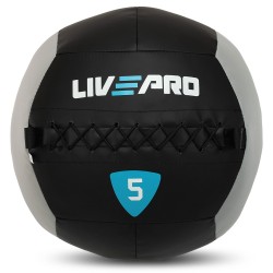 М"яч набивний медичний для кросфіту LiveUp 5кг, чорний-сірий, код: LP8100-5