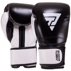 Боксерські рукавички шкіряні Zelart Zhenitu 12 унцій, чорний-білий, код: BO-3781_12BK-S52