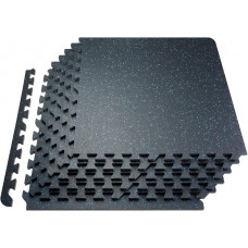 Мат-пазл DualMat 60×60×1,2 (чорний/сині вкраплення) — 1 шт, код: W-RUB60-12-BLUE-1-IF