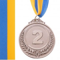 Медаль спортивна зі стрічкою PlayGame Fame срібна, код: C-3968_S