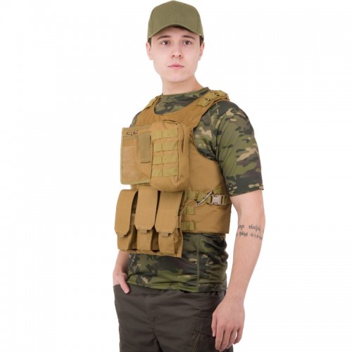 Житлет розвантажувальний універсальний на 4 кишені Tactical Military Rangers, хакі, код: ZK-5516_CH