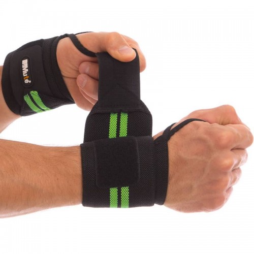 Бинти кистьові для жиму Mute Strength Wrist Wraps, 2шт, чорний-салатовий, код: 9097_LG