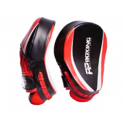 Лапи боксерські PowerPlay PU пара, 230х190х60 мм, чорний-червоний, код: PP_3050_Red