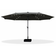 Потрійна садова парасоля WCG з LED-підсвіткою та сонячною панеллю 2700х4600 мм, чорний, код: W-7510BL-IF