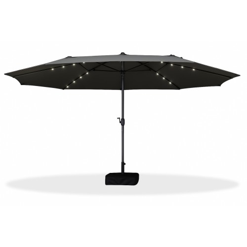 Потрійна садова парасоля WCG з LED-підсвіткою та сонячною панеллю 2700х4600 мм, чорний, код: W-7510BL-IF Потрійна садова парасоля WCG з LED-підсвіткою та сонячною панеллю 2700х4600 мм, чорний, код: W-7510BL-IF