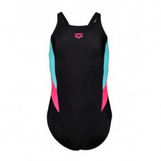 Купальник закритий для дівчат Arena Swimsuit V Back Panel зріст 116см, 6 років, чорний-рожевий-бірюзовий, код: 3468336994368