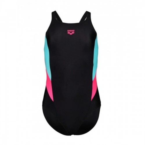 Купальник закритий для дівчат Arena Swimsuit V Back Panel зріст 116см, 6 років, чорний-рожевий-бірюзовий, код: 3468336994368