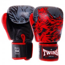 Рукавички боксерські шкіряні Twins Wolf 12 унцій, червоний, код: FBGVL3-50_12R
