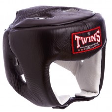Шолом боксерський відкритий з посиленим захистом верхівки шкіряний Twins XL, чорний, код: HGL-4_XLBK-S52