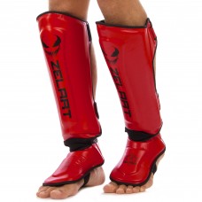Захист гомілки і стопи для единоборств Zelart XL, червоний-чорний, код: BO-1376_XLRBK
