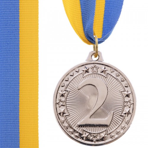 Медаль спортивна зі стрічкою PlayGame Would срібна, код: C-6403_S