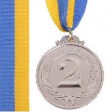 Медаль спортивна зі стрічкою SP-Sport Fame срібло, код: C-3164_S-S52