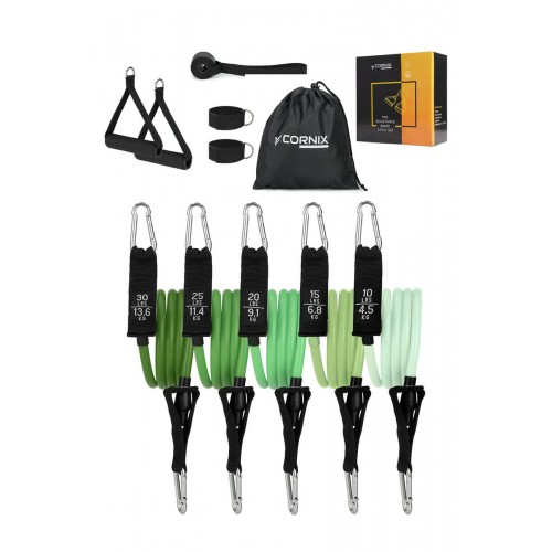Набір трубчастих еспандерів Cornix 4.5-13.6 кг, 5 шт, код: XR-0255