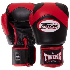 Рукавички боксерські шкіряні Twins Velcro 14 унцій, чорний-червоний, код: BGVL13_14BKR