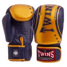 Рукавички боксерські шкіряні Twins 16 унцій, чорний-золотий, код: FBGVL3-TW4_16BKY