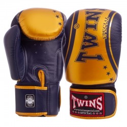 Рукавички боксерські шкіряні Twins 16 унцій, чорний-золотий, код: FBGVL3-TW4_16BKY