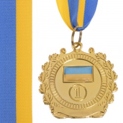 Медаль спортивна зі стрічкою SP-Sport Ukraine золото, код: C-3162_G-S52