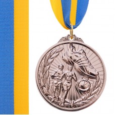 Медаль спортивна зі стрічкою PlayGame Футбол срібна, код: C-7016-F_S