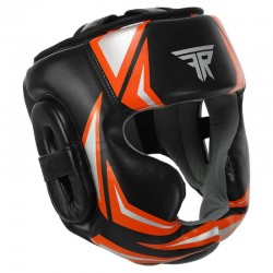 Шолом боксерський з повним захистом шкіряний Fistrage Combat M, чорний-помаранчевий, код: VL-6381_MBKOR Шолом боксерський з повним захистом шкіряний Fistrage Combat M, чорний-помаранчевий, код: VL-6381_MBKOR
