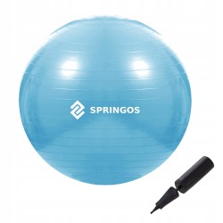 М"яч для фітнесу (фітбол) Springos Anti-Burst 55 см, блакитний, код: FB0006