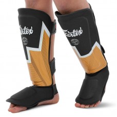 Захист гомілки та стопи для єдиноборств Fairtex, розмір M, чорний-жовтий, код: BO-9486_MBKY
