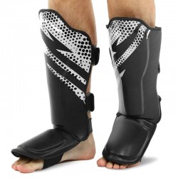 Захист гомілки та стопи Муай Тай, ММА, Кікбоксинг FitBox S, чорний-білий, код: BO-4997_SW Захист гомілки та стопи Муай Тай, ММА, Кікбоксинг FitBox S, чорний-білий, код: BO-4997_SW