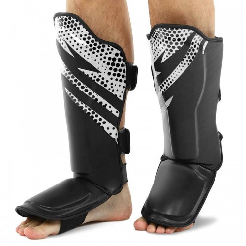Захист гомілки та стопи Муай Тай, ММА, Кікбоксинг FitBox S, чорний-білий, код: BO-4997_SW Захист гомілки та стопи Муай Тай, ММА, Кікбоксинг FitBox S, чорний-білий, код: BO-4997_SW