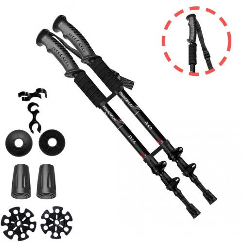 Трекінгові палиці PowerPlay Fika Black/Red 60-135 см (пара), код: PP_9106_FIKA_Bl/Red