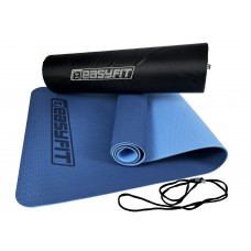 Килимок для йоги та фітнесу двошаровий EasyFit 1830х610х6 мм + чохол, синій з блакитним, код: EF-1924E-BLB