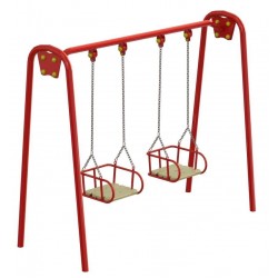 Гойдалка подвійна велика Miros на ланцюгах з дерев"яним сидінням, код: DIO312.2 Гойдалка подвійна велика Miros на ланцюгах з дерев"яним сидінням, код: DIO312.2