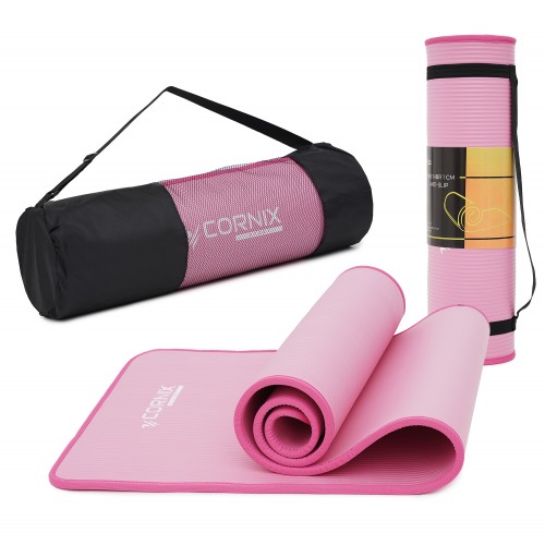 Килимок для йоги та фітнесу Cornix NBR Pink/Pink, 1830x610x10 мм, код: XR-0097