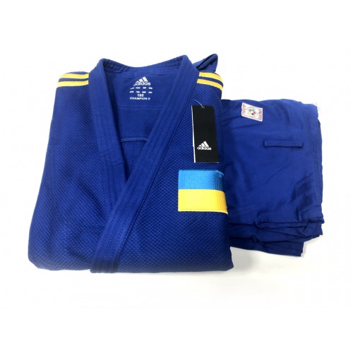 Кімоно для дзюдо Adidas Champion II з ліцензією IJF, розмір 205, синій, код: 15618-633