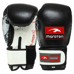 Боксерський набір 2в1 (рукавички та сумка) Maraton Dmax 12 унцій, чорний-білий, код: MRT-C4_12BKW