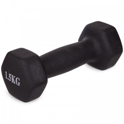 Гантелі для фітнесу FitGo з неопреновим покриттям 1x1.5 кг чорний, код: TA-0001-1_5_BK-S52