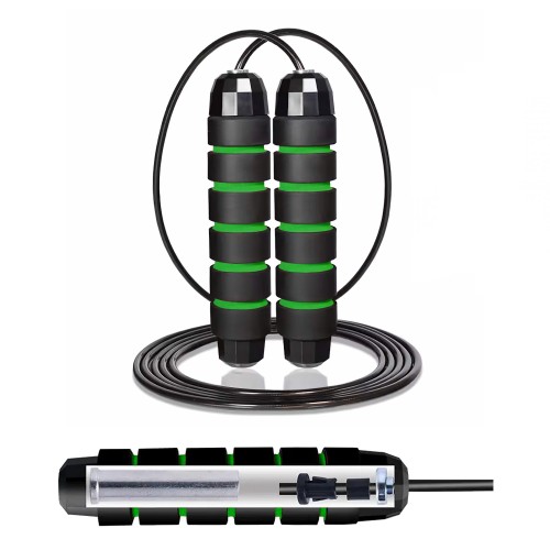 Скакалка швидкісна для кросфіту Cornix Speed Rope Classic з обтяженням, чорний-зелений, код: XR-0352